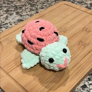 Crochet Plush Turtle Pink and Mint